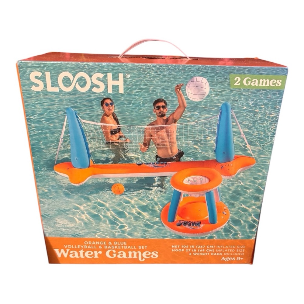 {NWT} Inflatable Pool Float Set Volleyball Net & Basketball Hoops - Picture 2 of 4